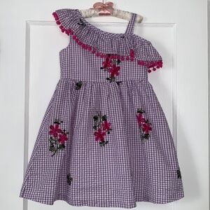 Rare Editions Purple Floral Seersucker Dress 5 EUC